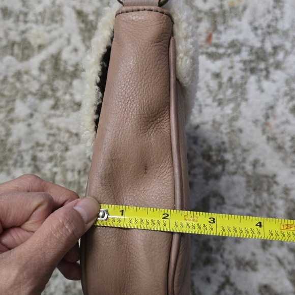 Shearling Flap Crossbody Bag - Brown and Cream Genuine Leather - Picture 16 of 17